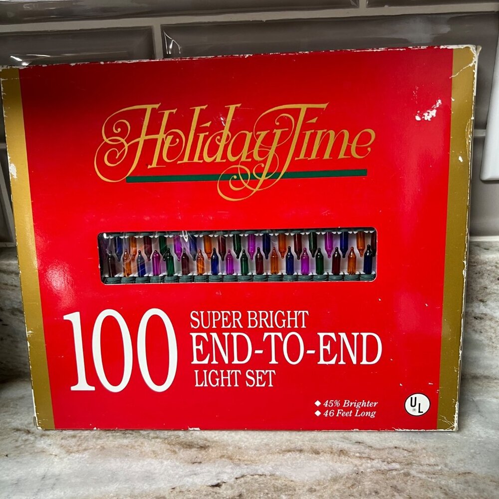 Holiday Time 100 Super Bright End-To-End Light Set 46 Ft Long Multi-Color Bulbs
